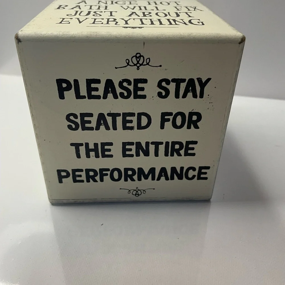 Sign Dice  Bathroom Block Cream and Black with sayings funny rare